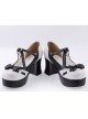 Black & White 3" High Heel Special Synthetic Leather Strap Bow Decoration Platform Girls Lolita Shoes