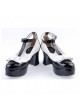 Black & White 3" High Heel Charming PU Ankle Straps Pointed Toe Bow Platform Girls Lolita Shoes