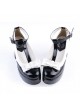 Black & White 3" High Heel Charming PU Ankle Straps Pointed Toe Bow Platform Girls Lolita Shoes