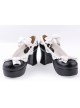 Black & White 3" High Heel Elegant Polyurethane Round Toe Strap Bow Decoration Platform Girls Lolita Shoes