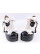 Black & White 3" High Heel Elegant Polyurethane Round Toe Strap Bow Decoration Platform Girls Lolita Shoes