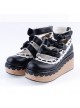 Black & White 2.8" High Heel Gorgeous Synthetic Leather Round Toe Ankle Straps Bowknot Platform Girls Lolita Shoes