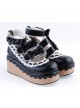 Black & White 2.8" High Heel Gorgeous Synthetic Leather Round Toe Ankle Straps Bowknot Platform Girls Lolita Shoes