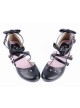 Black 2.6" High Heel Glamorous PU Round Toe Criss Cross Straps Bow Platform Girls Lolita Shoes