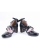 Black 2.6" High Heel Glamorous PU Round Toe Criss Cross Straps Bow Platform Girls Lolita Shoes