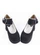 Black 3.7" High Heel Romantic Flannel Round Toe Bandage Platform Girls Lolita Shoes