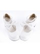 White 2.6" High Heel Lovely PU Round Toe Ankle Straps Bow Decoration Platform Girls Lolita Shoes