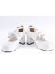 White 2.6" High Heel Lovely PU Round Toe Ankle Straps Bow Decoration Platform Girls Lolita Shoes