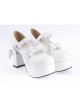 White 3.7" High Heel Adorable Patent Leather Round Toe Strap Bowknot Platform Girls Lolita Shoes