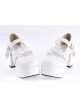 White 3.7" High Heel Adorable Patent Leather Round Toe Strap Bowknot Platform Girls Lolita Shoes