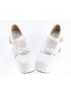 White 3.7" High Heel Adorable Patent Leather Round Toe Strap Bowknot Platform Girls Lolita Shoes