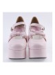 Pink 3.7" High Heel Lovely Polyurethane Round Toe Strap Bow Platform Girls Lolita Shoes