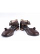 Brown 1" High Heel Stylish Synthetic Leather Round Toe Ankle Straps Bow Decoration Platform Girls Lolita Shoes