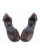 Brown 1" High Heel Stylish Synthetic Leather Round Toe Ankle Straps Bow Decoration Platform Girls Lolita Shoes