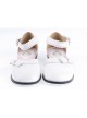 White 1" High Heel Classical PU Round Toe Ankle Straps Bowknot Platform Girls Lolita Shoes