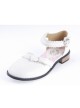 White 1" High Heel Classical PU Round Toe Ankle Straps Bowknot Platform Girls Lolita Shoes