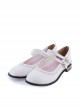 White 1" High Heel Charming Polyurethane Round Toe Double Straps Platform Girls Lolita Shoes