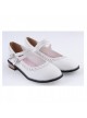 White 1" High Heel Charming Polyurethane Round Toe Double Straps Platform Girls Lolita Shoes