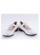 White 1" High Heel Charming Polyurethane Round Toe Double Straps Platform Girls Lolita Shoes