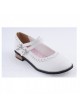 White 1" High Heel Charming Polyurethane Round Toe Double Straps Platform Girls Lolita Shoes