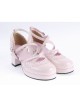 Pink 2.6" High Heel Sexy Synthetic Leather Round Toe Criss Cross Straps Scalloped Platform Girls Lolita Shoes