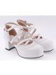 White 2.6" High Heel Elegant PU Round Toe Criss Cross Straps Scalloped Platform Girls Lolita Shoes