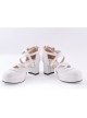 White 2.6" High Heel Elegant PU Round Toe Criss Cross Straps Scalloped Platform Girls Lolita Shoes