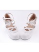 White 2.6" High Heel Elegant PU Round Toe Criss Cross Straps Scalloped Platform Girls Lolita Shoes