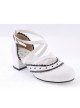 White & Black 2.6" High Heel Gorgeous Patent Leather Round Toe Criss Cross Straps Scalloped Platform Girls Lolita Shoes