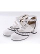 White & Black 2.6" High Heel Gorgeous Patent Leather Round Toe Criss Cross Straps Scalloped Platform Girls Lolita Shoes