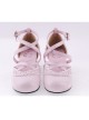 Pink & White 2.6" High Heel Glamorous Polyurethane Round Toe Criss Cross Straps Scalloped Platform Girls Lolita Shoes