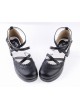 Black 2.6" High Heel Romantic Synthetic Leather Round Toe Criss Cross Straps Scalloped Platform Girls Lolita Shoes