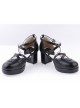 Black 2.6" High Heel Romantic Synthetic Leather Round Toe Criss Cross Straps Scalloped Platform Girls Lolita Shoes