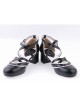 Black & White 2.6" High Heel Lovely PU Round Toe Criss Cross Straps Scalloped Platform Girls Lolita Shoes