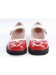 White & Red 1.2" High Heel Adorable Patent Leather Round Toe Strap Heart Decoration Platform Girls Lolita Shoes