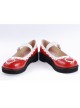 White & Red 1.2" High Heel Adorable Patent Leather Round Toe Strap Heart Decoration Platform Girls Lolita Shoes