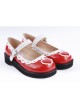 White & Red 1.2" High Heel Adorable Patent Leather Round Toe Strap Heart Decoration Platform Girls Lolita Shoes