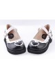 Black & White1.2" High Heel Lovely Polyurethane Round Toe Strap Heart Decoration Platform Girls Lolita Shoes