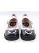 Black & White1.2" High Heel Lovely Polyurethane Round Toe Strap Heart Decoration Platform Girls Lolita Shoes