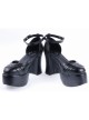 Black 3.7" High Heel Adorable Synthetic Leather Pointed Toe Ankle Straps Platform Girls Lolita Shoes