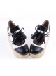 Black & White 3.1" High Heel Cute PU Rocking HorsePlatform Girls Lolita Shoes
