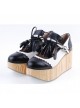 Black & White 3.1" High Heel Cute PU Rocking HorsePlatform Girls Lolita Shoes