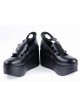 Black 3.1" High Heel Classic Patent Leather Round Toe Punk Style Buckle Platform Girls Lolita Shoes