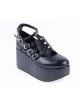 Black 3.1" High Heel Classic Patent Leather Round Toe Punk Style Buckle Platform Girls Lolita Shoes