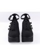 Black 3.1" High Heel Gorgeous Flannel Round Toe Japanese Punk Buckle Platform Girls Lolita Shoes