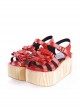 Red 3.1" High Heel Stylish PU Strap Bow Decoration Platform Girls Lolita Sandals