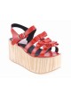 Red 3.1" High Heel Stylish PU Strap Bow Decoration Platform Girls Lolita Sandals