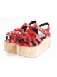 Red 3.1" High Heel Stylish PU Strap Bow Decoration Platform Girls Lolita Sandals