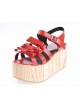 Red 3.1" High Heel Stylish PU Strap Bow Decoration Platform Girls Lolita Sandals