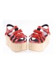 Red 3.1" High Heel Stylish PU Strap Bow Decoration Platform Girls Lolita Sandals